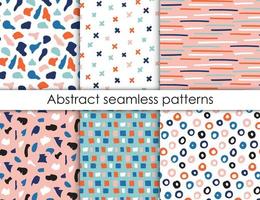 Hand drawn textures collection. Seamless pattern with abstract modern shapes. Set of vector backgrounds.