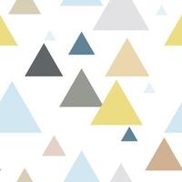 Geometric triangle seamless repeat pattern in blue, yellow, brown, gray colors. Scandinavian style. vector