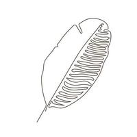 One line palm leaf.  Minimalist continuous linear vector illustration. Modern wall art.