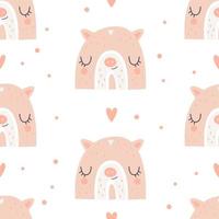 Seamless rainbow pattern with piglet face. Vector illustration