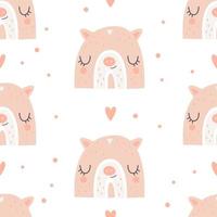 Seamless rainbow pattern with piglet face. Vector illustration