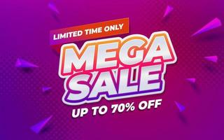 Mega sale banner template. Online shop discount promotion vector