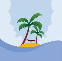 vector illustration of beach background with beautiful island