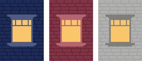 ilustración vectorial de una ventana con un muro de piedra vector