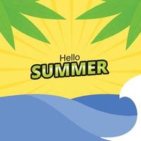 summer banner background with beach theme vector