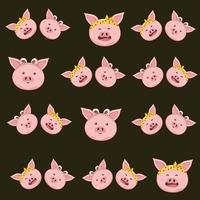 Cute pig animal cartoon seamless pattern vector