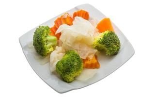 Boiled cabbage and broccoli photo