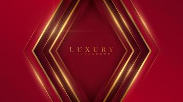 Red abstract luxury background with gold line element and glitter light effect decoration. vector