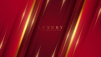 Red abstract luxury background with gold line element and glitter light effect decoration. vector
