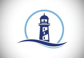 emblema del logotipo del faro profesional moderno. logotipo del puerto, vector de diseño del logotipo del faro