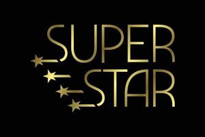 Golden Super Star Text Logo Sign Symbol. Vector illustration graphic element on the dark background