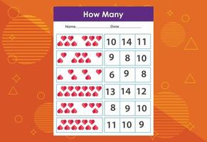 How many objects task. Educational children's game worksheet vector illustration