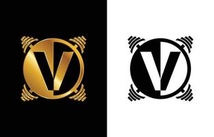 alfabeto inicial del monograma v con una barra. diseño de logotipo vectorial de elevación. logotipo vectorial moderno para culturismo, gimnasio, club de fitness, negocios e identidad de empresa vector