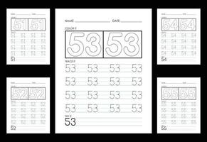 hojas de trabajo para rastrear y colorear números aprender números. vector