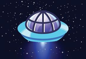 Happy World UFO day. UFO flying spaceship. Vector illustration.