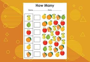 How many objects task. Educational children's game worksheet vector