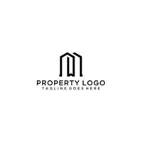 MW letters that form a very creative building for property and real estate logo design vector