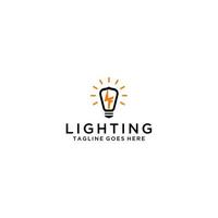 letter LF light bulb line vector logo template art eco energy power electricity idea concept