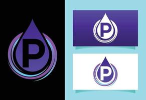 Initial P monogram alphabet with water drop in a spiral. Waterdrop logo design vector template. Font emblem. Modern vector logo for business and company identity