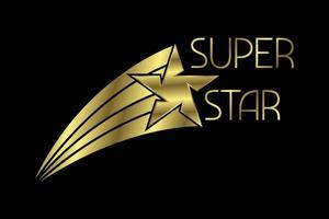 Golden Super Star Text Logo Sign Symbol. Vector illustration graphic element on the dark background