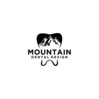 dental con diseño de logotipo de signo de montaña. vector