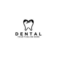 Dental with mountain sign logo design. vector