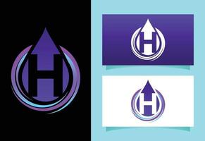 Initial H monogram alphabet with water drop in a spiral. Waterdrop logo design vector template. Font emblem. Modern vector logo for business and company identity