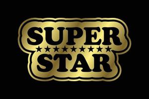 Golden Super Star Text Logo Sign Symbol. Vector illustration graphic element on the dark background