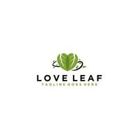 Love nature creative logo design template. Simple green leaf and heart shape symbol. Ecology concept. vector