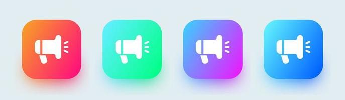 Megaphone solid icon in square gradient colors. Loudspeaker sign vector illustration.