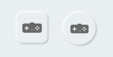 Joystick solid icon in neomorphic design style. Game console sign vector illustration.