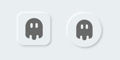 Ghost solid icon in neomorphic design style. Spooky spirit signs vector illustration.