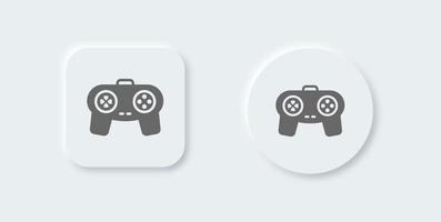 Joystick solid icon in neomorphic design style. Game console sign vector illustration.