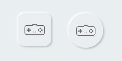 Joystick line icon in neomorphic design style. Game console sign vector illustration.