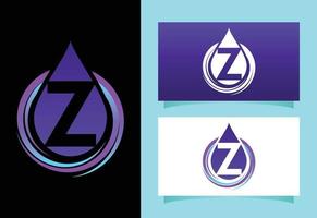 Initial Z monogram alphabet with water drop in a spiral. Waterdrop logo design vector template. Font emblem. Modern vector logo for business and company identity