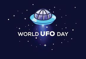 Happy World UFO day. UFO flying spaceship. Vector illustration.