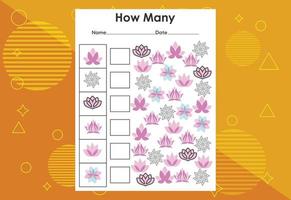 How many objects task. Educational children's game worksheet vector