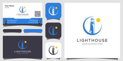 Lighthouses and swoosh Modern linear simple logotype template vector
