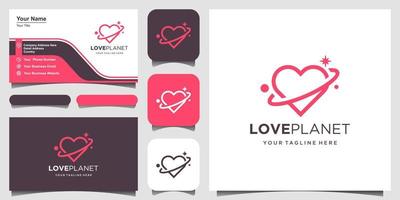 love planet logo outline illustration design template vector