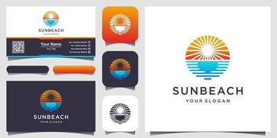 Sun beach logo design inspiration. vector