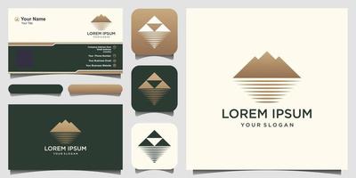 logotipo minimalista de montaña y océano vector