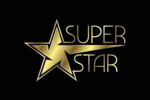 Golden Super Star Text Logo Sign Symbol. Vector illustration graphic element on the dark background