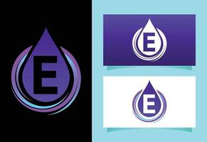 Initial E monogram alphabet with water drop in a spiral. Waterdrop logo design vector template. Font emblem. Modern vector logo for business and company identity