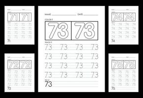 Tracing And Coloring Numbers Worksheets Learn Numbers. vector