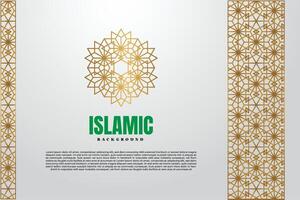 Islamic Arabic Golden Luxury Pattern on grey Background with Geometric pattern and Beautiful Ornament vector