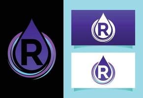 alfabeto inicial del monograma r con gota de agua en espiral. plantilla de vector de diseño de logotipo de gota de agua. emblema de fuente logotipo vectorial moderno para la identidad empresarial y empresarial