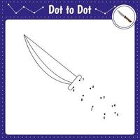 Connect the dots. Knife. Utensil. Dot to dot educational game. Coloring book for preschool kids activity worksheet. Vector Illustration.