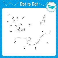 Connect the dots. Narwhal. Dot to dot educational game. Coloring book for preschool kids activity worksheet. Vector Illustration.