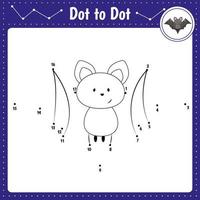 conecta los puntos. murciélago. animal.dot to dot juego educativo. libro para colorear para la hoja de trabajo de actividades para niños en edad preescolar. ilustración vectorial vector