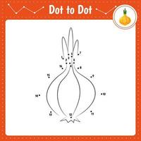 Connect the dots. Onion. Vegetable. Dot to dot educational game. Coloring book for preschool kids activity worksheet. Vector Illustration.